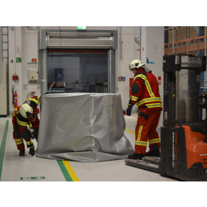 Couverture anti feu pour caisse palette avec batteries Lithium  - DIFOPE Ref. COUVAF-PAL