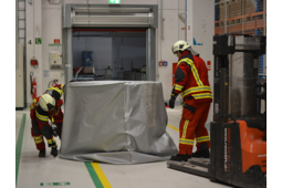 Couverture anti feu pour caisse palette avec batteries Lithium  - DIFOPE Ref. COUVAF-PAL