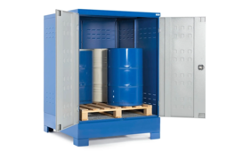 Box de stockage avec portes pour 4 fûts