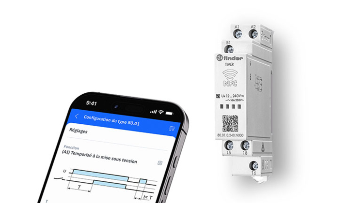 Relais temporisé modulaire 80.01 NFC programmable par smartphone