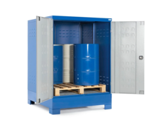 Box de stockage avec portes pour 4 fûts